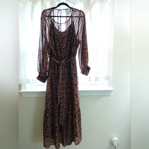 Ava And Viv Floral Sheer Maxi Dress - Lining Underneath